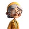 cute icon 3D old woman avatar, elderly pensioner, grandmothers portrait, happy retired cartoon face. Adult grandma senorita person