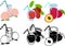 The cute icons of fruits juice