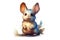 Cute Ili pika illustration on white background Generative AI, Generative AI