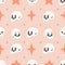 Cute illustrated halloween pattern with sculls and stars. Seamleass repeated background.