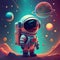 cute illustration of astronaut in space. cartoon style