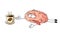 Cute illustration of human tired brain which creeps to a cup of coffee.