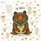 Cute illustration indian bear with text be brave