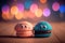 Cute image of the macaroon makaroon characters full of love and happiness. Abstract picture of romantic dinner. Food Character