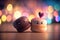 Cute image of the macaroon makaroon characters full of love and happiness. Abstract picture of romantic dinner. Food Character