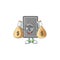 A cute image of security box closed cartoon character holding money bags