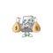 A cute image of USB wireless adapter cartoon character holding money bags