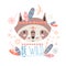 Cute indian baby raccoon. Hand drawn vector illustration. For ki