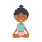 Cute indian chibi girl doing yoga. Happy childhood concept