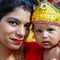 Cute Indian Kids dressed up as little Lord Krishna Radha on the occasion of Krishna Janmastami