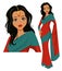 Cute Indian woman wearing a beautiful saree.