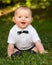 Cute infant baby boy wearing a bow tie
