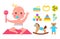 Cute Infant with Nipple and Pink Rattle Banner