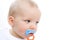 Cute infant with pacifier