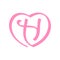 Cute Initial H love ribbon