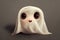 Cute innocent illustration of a dog dressed as a ghost