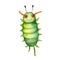 Cute insect character, funny cartoon watercolor caterpillar