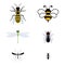 Cute insect characters set. Adorable bee, wasp, ant, dragonfly, fly and mosquito.
