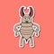 Cute Insect Sticker With Confusing Termite Cartoon. Pink Background