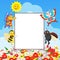 Cute insects cartoon holding blank sign