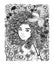 Cute Irish little girl bw vector surrounded by flowers