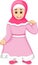 Cute islamic women cartoon posinig with smile