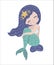 Cute isolated mermaid on a white background.