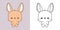 Cute IsolatedRabbit Illustration and For Coloring Page. Cartoon Clip Art Bunny.