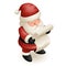 Cute Isometric 3d Christmas Santa Claus Grandfather Frost Read Paper Scroll New Year Cartoon Design Isolated Icon