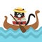 Cute italian cat gondolier in a boat on the waves