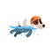 Cute jack russell terrier athlete swimming in pool, funny sportive pet dog character doing sports vector Illustration on