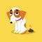 Cute jack russell terrier pooping, funny pet animal character cartoon vector Illustration