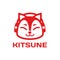 Cute japanese style Fox kitsune logo design