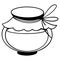 Cute jar with honey and a bow. Digital doodle outline art. Print for fabrics, wrapping paper, boxes, products, website design, pos