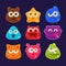 Cute jelly characters with different emotions
