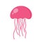 Cute Jellyfish Cartoon Animated in Flat Sea Animal PNG Illustration Isolated on Transparent Background