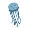 Cute Jellyfish isolated on white background in flat and doodle style. Cartoon vector medusa illustration