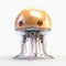 Cute jellyfish robot, robotic animal isolated over white background. Created with generative Ai