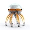 Cute jellyfish robot, robotic animal isolated over white background. Created with generative Ai