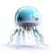 Cute jellyfish robot, robotic animal isolated over white background. Created with generative Ai