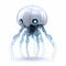 Cute jellyfish robot, robotic animal isolated over white background. Created with generative Ai