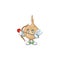 Cute jicama Cupid cartoon character with arrow and wings