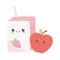 Cute juice box and apple kawaii cartoon character