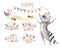 Cute jumping raccoon animal illustration for kids Watercolor boho forest cartoon Birthday patry Balloons invitation