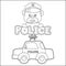 Cute junior police. Cartoon hand drawn vector illustration. Cartoon isolated vector illustration, Creative vector Childish design