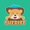 Cute junior sheriff. Cartoon hand drawn vector illustration. Can be used for t-shirt print, kids wear fashion design, fabric,