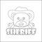 Cute junior sheriff. Cartoon hand drawn vector illustration. Cartoon isolated vector illustration, Creative vector Childish design