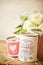 Cute just married metal cans with string