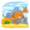 Cute kangaroos jumping through the sand.
