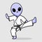 Cute karate alien cartoon design